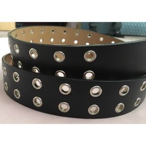Black and Silver Leather Belt
